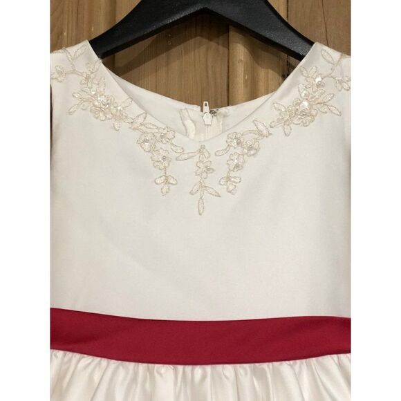 Formal Christmas Party Dress Gown White Red Girls Size 10 - Picture 3 of 6